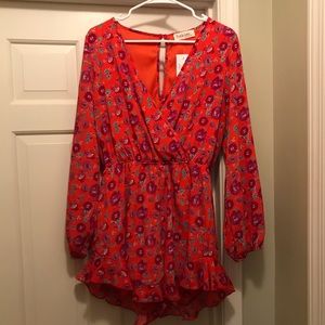 Boutique bright floral romper- size Large